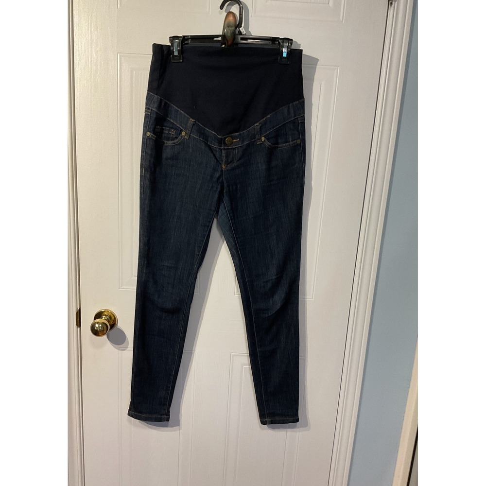 Thyme Maternity Jeans Women S Dark Blue Excellent Skinny Full Belly T09-87472S